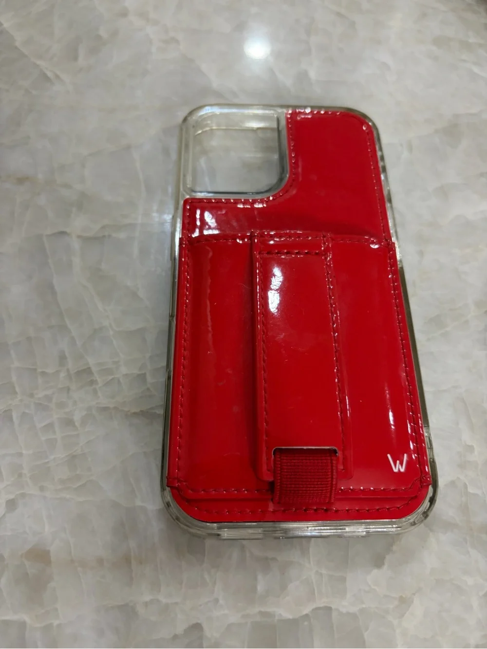 Red Leather Wallet Phone Case with Strap